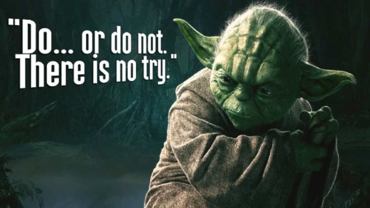 Mistrz joda po prawej stronie po lewej stronie napis do... or do not there is no try.